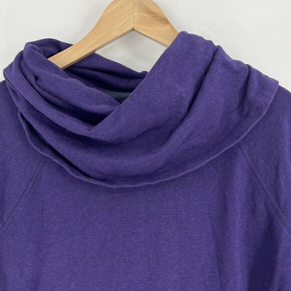 LL Bean Sweatshirt Size Medium Petite Womens Purple Cozy Pullover Cowl Neck Top - Picture 2 of 5